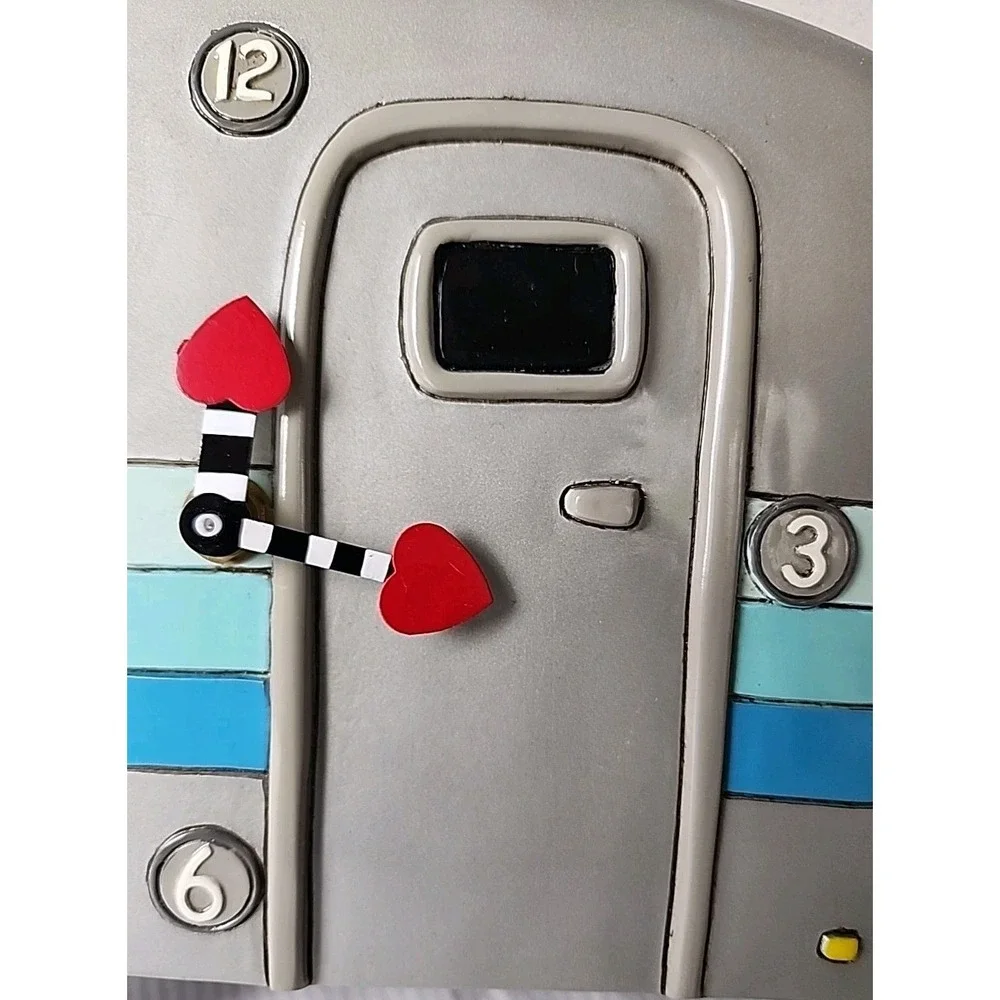 Happy Campers Clock Allen Design Whimsical Wall Clock Retro Trailer Silver *read